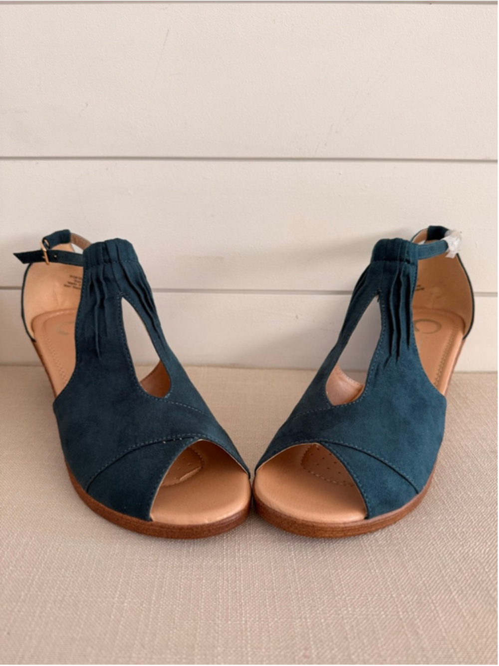 Women's Comfort Foam Teal Dark Green Wedge Sandals Size 11